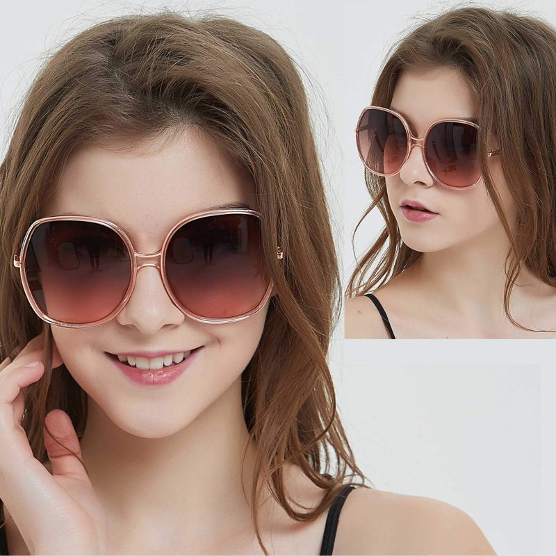 ANDWOOD Oversized Sunglasses for Women Big Large Square Wide Frame Shades Retro Trendy Fashion UV Protection Black Sun glasses - Image 4